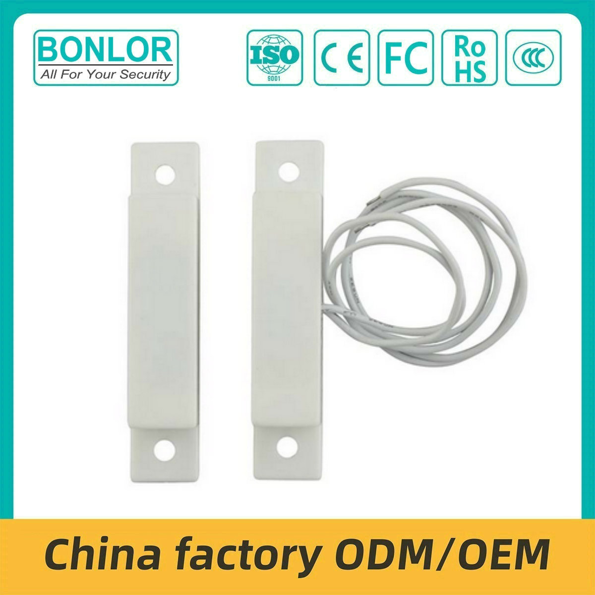 BR-32 White ABS Plastic Case Theft Alarm Wired Magnetic Door Sensor