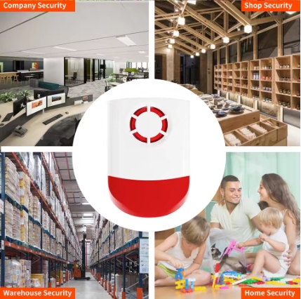 433MHz Outdoor Wireless Waterproof Flash Alarm 120dB High Decibel Loudness Sound & Flash LED Outdoor Security Alarm System