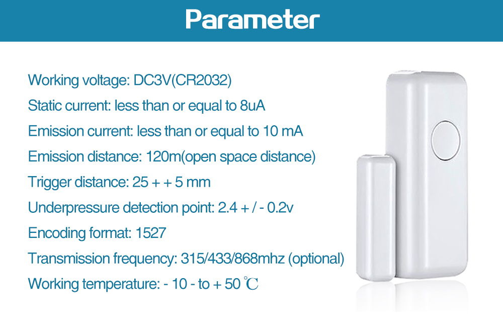 Wireless  433mhz  Door Sensor Window Open Detector with SOS Button Work with Home Security Alarm System