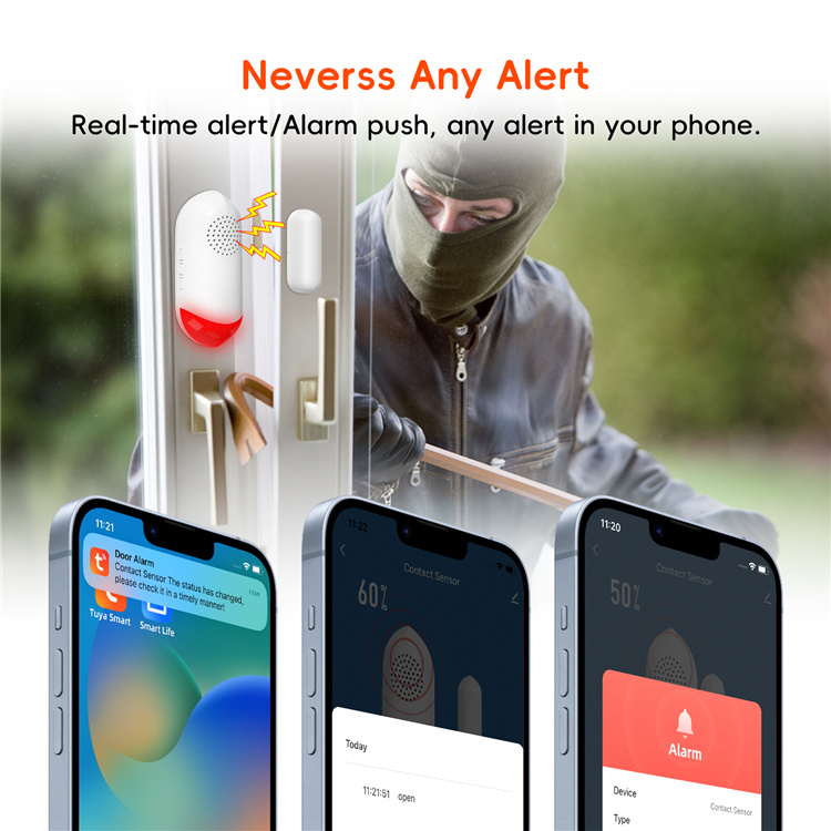 Wireless Anti-Theft Wifi Tuya Smart App Home Security System Open Magnetic Door Window Entry Alarm Single Sensor With Siren