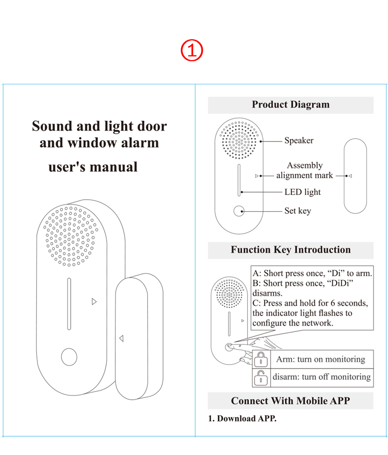 Tuya Smart WiFi GSM Magnetic Door Sensor Alarm/Door Window Entry Alarm Work With Alexa Google Home and IFTTT