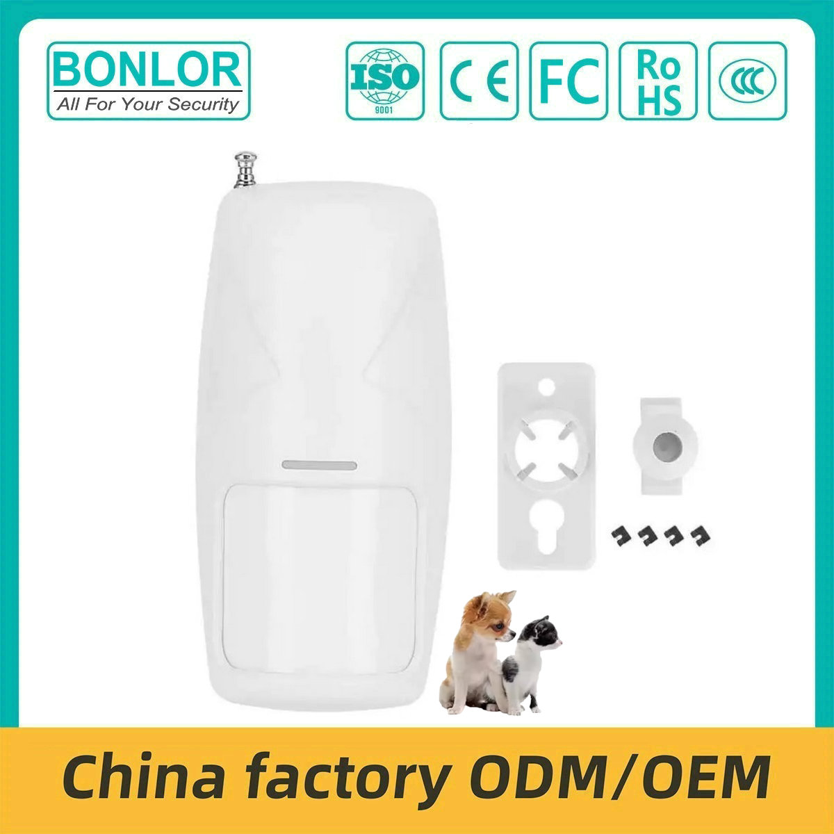 SF-80R Portable Coding EV1527  Wireless Pet Infrared Detector 433MHz PIR Motion 